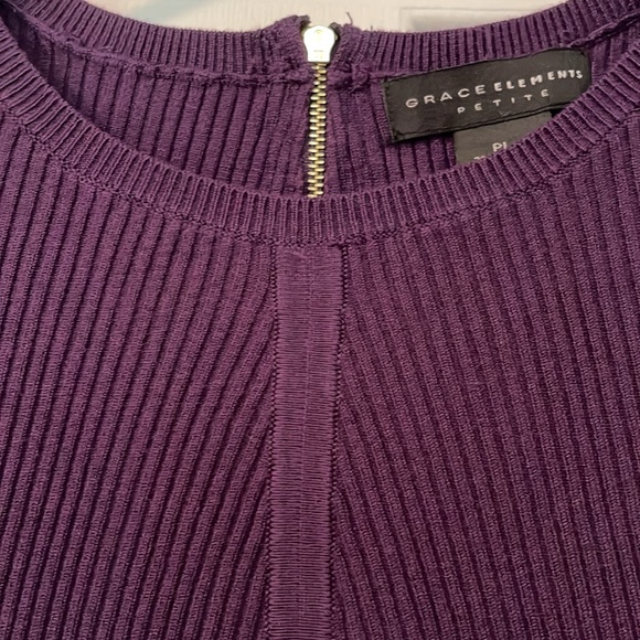 Purple Stretchy long sleeve top with Peplum bottom, PL, NWT - Picture 2 of 7